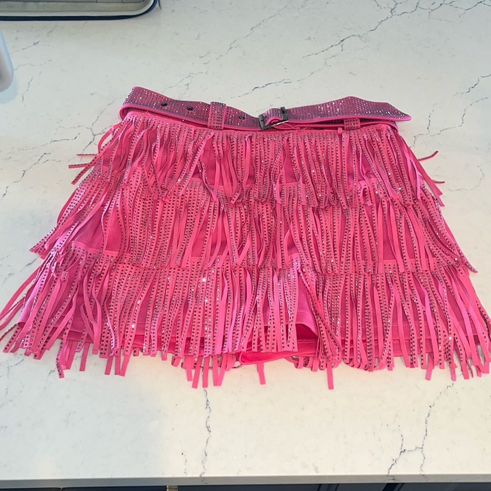 Hot Pink fringe skort